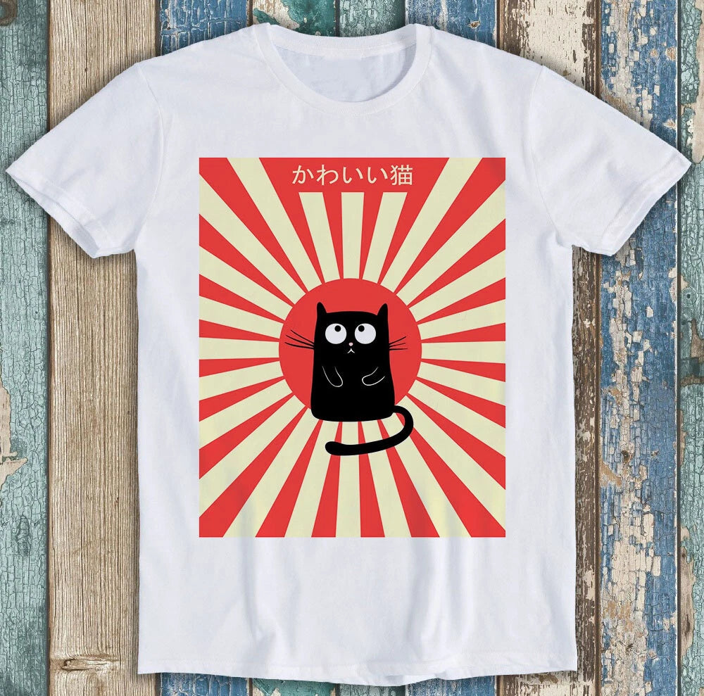 Kawaii Maneki Neko Cat Kuro Japan Rising Meme Unisex Gift Tee T Shirt M1305