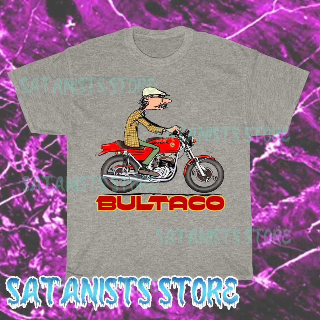 New Bultaco Montjuic Motorcycles Men's Grey T-shirt Funny Size S to 5XL