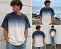 Courtsmith USA Made Dip Dye Ombre T Shirt Beige Gray Grunge Surf Large Unisex , , , Long Sleeve Tee