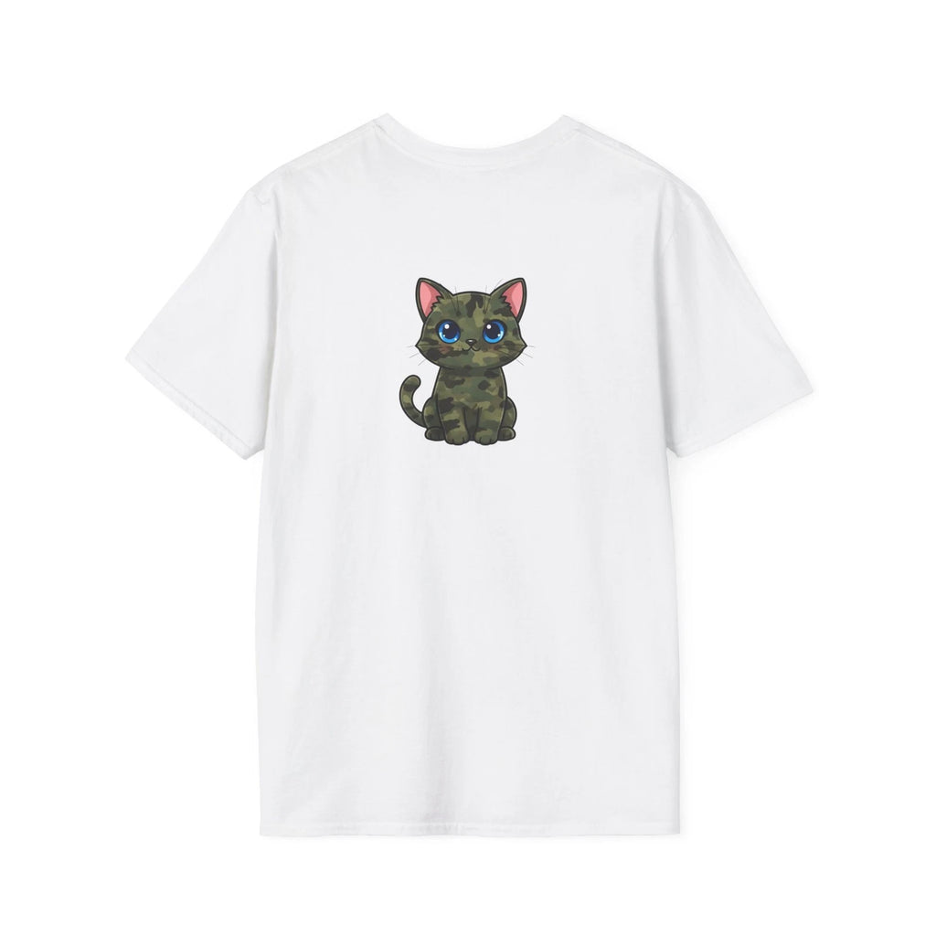 Camouflage Kawaii Kitty T-Shirt | Cute Camouflage Cat Design on Back