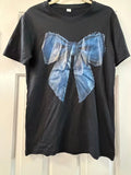 Blue Bow Graphic Black Cute Aesthetic Ribbon Coquette Tee Unisex , , , Long Sleeve Tee