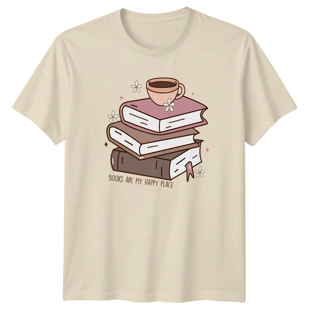 Books Are My Happy Place T-Shirt Cozy Reading Book Lover Gift For Him