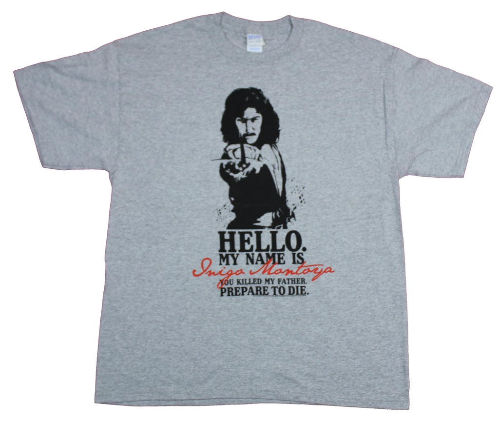 The Princess Bride Adult New T-Shirt  - Hello My Name Is Inigo Prepare to Die
