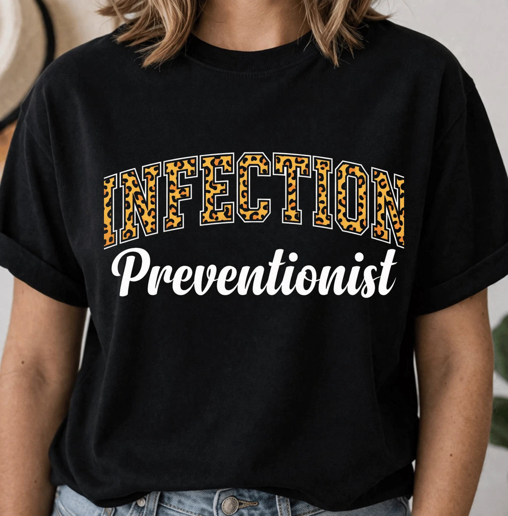 Infection Preventionist Leopard Print Collegiate Nurse Shirt Gift Trendy Tee