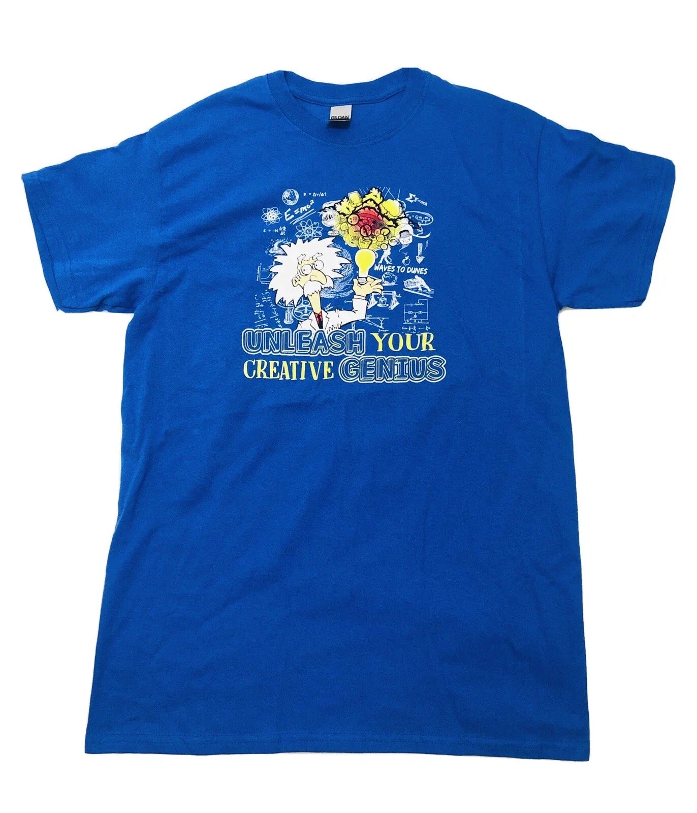 Men’s Blue Medium Tshirt With Graphic Unleash Your Creative Thinking A Einstein Unisex , , , Long Sleeve Tee