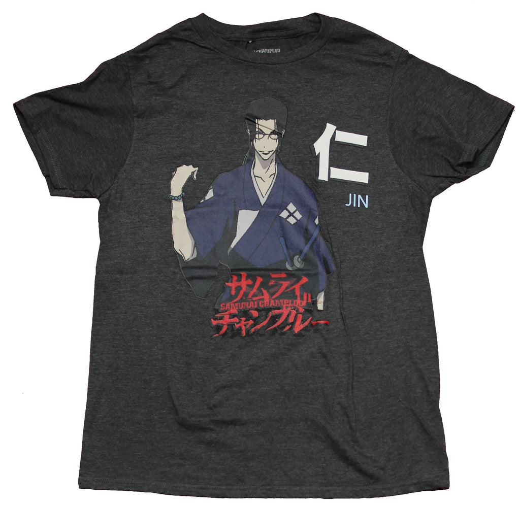 Samurai Champloo  New Adult T-Shirt - Jin Sce Over Logo
