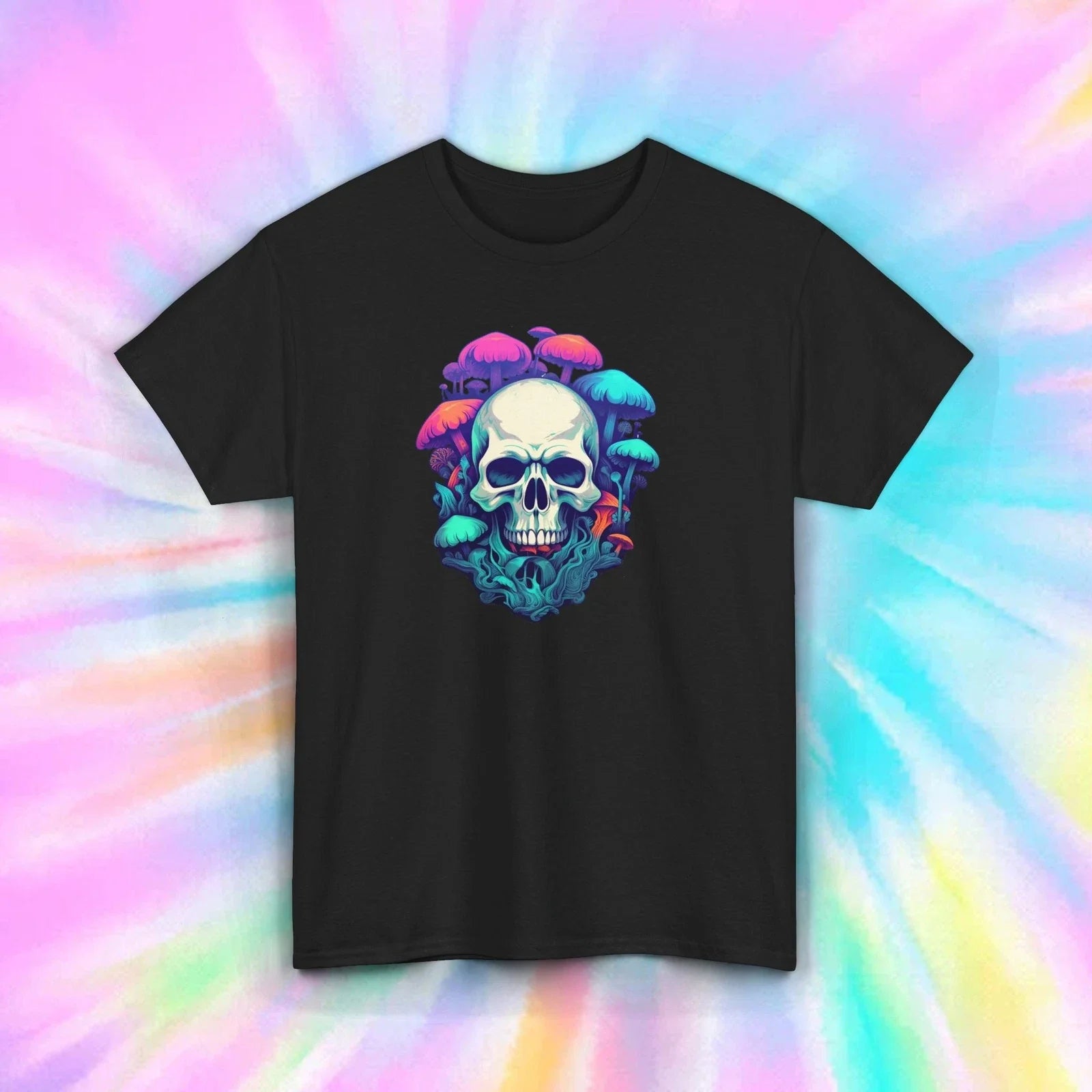 Skull Mushrooms Psychedelic Art Trippy Gothic Aesthetic Graphic Tee S-5XL Unisex , , , Long Sleeve Tee