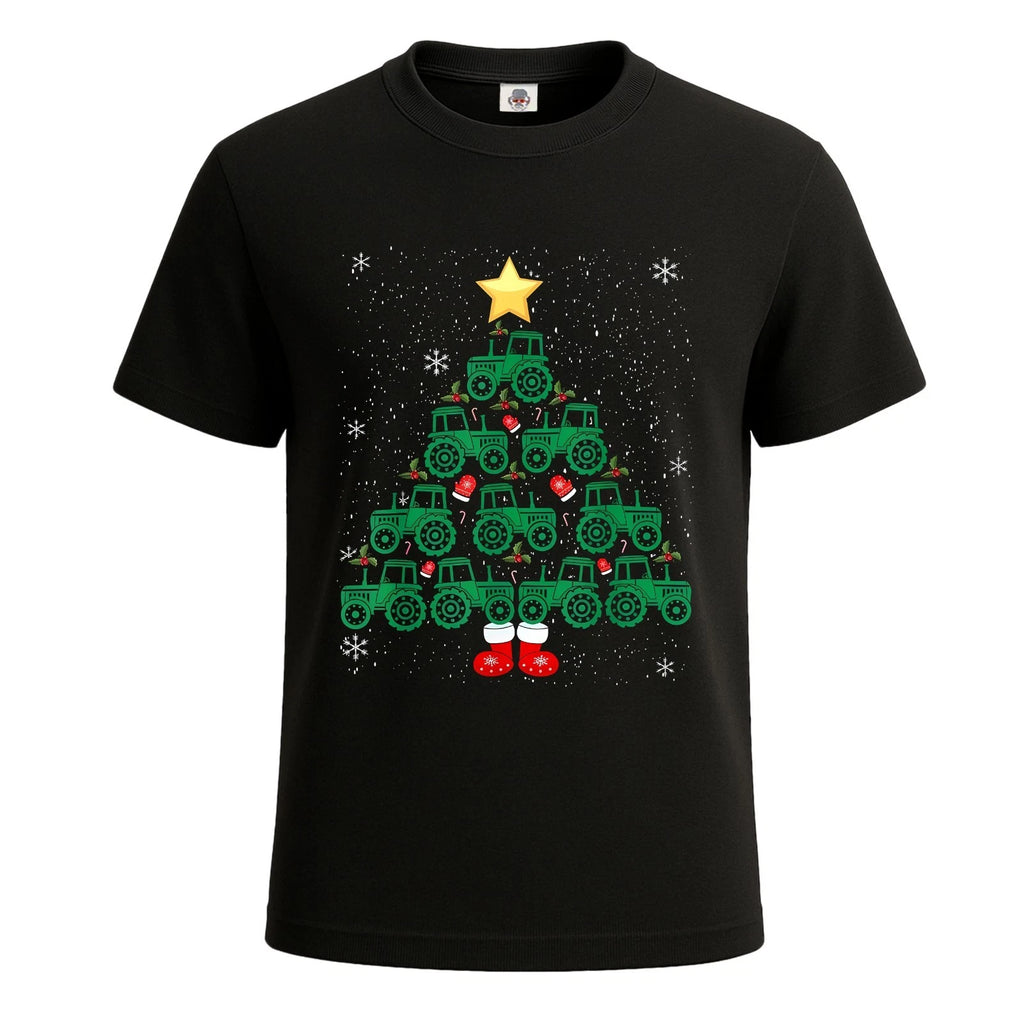Tractor Christmas Tree Tractor Lover Farmer Mens T-Shirt Party Novelty Tee Top