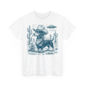 Western Cowboy Dog Smoking with UFO Dachshund Dog Funny Unisex Unisex , , , Long Sleeve Tee