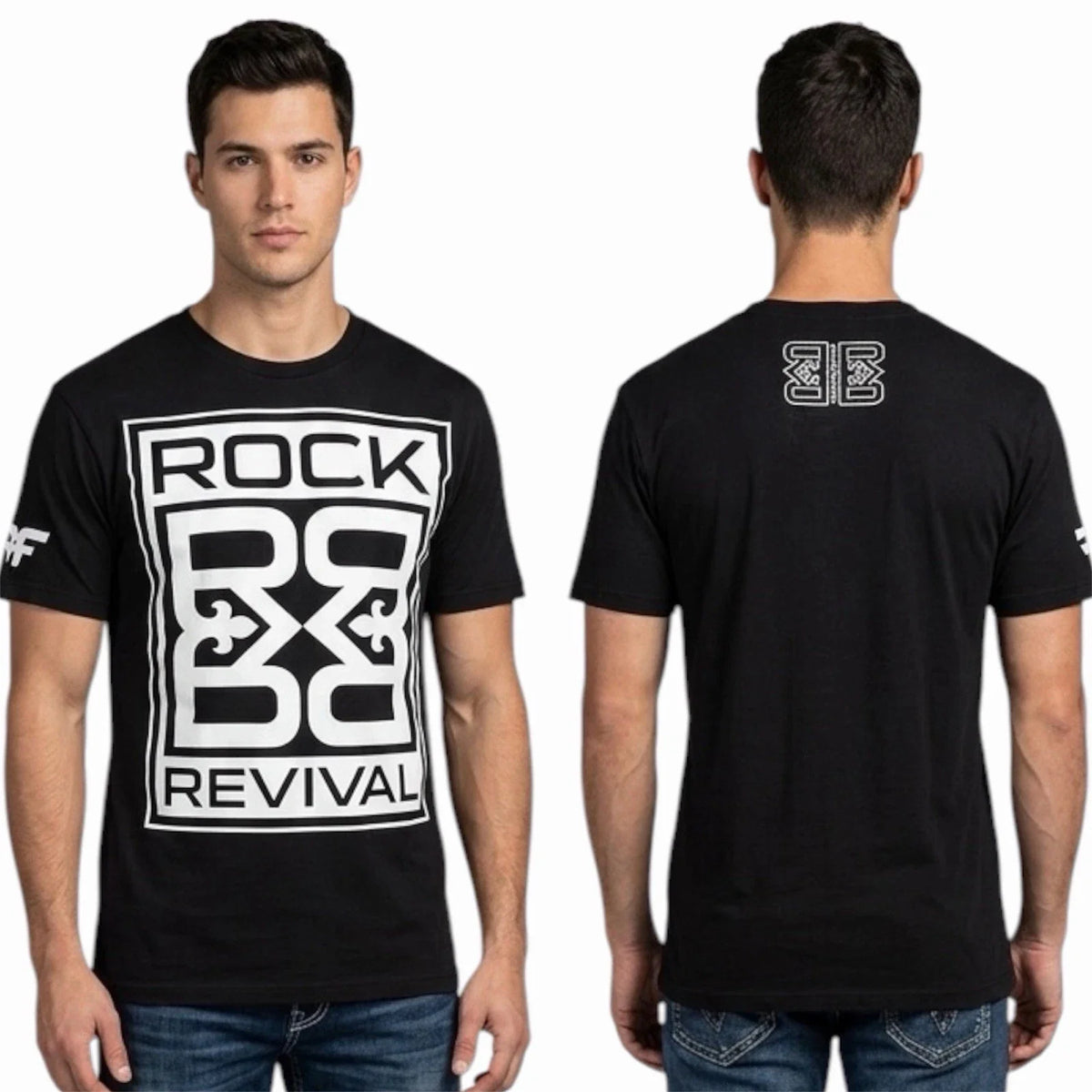 ROCK REVIVAL JEANS Black FARROW Regular Fit Short Sleeve Graphic NWT Unisex , , , Long Sleeve Tee