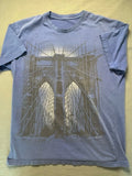 NYC Bridge Graphic Artsy Minimalist Soft Worn Blue Adult Medium Unisex , , , Long Sleeve Tee