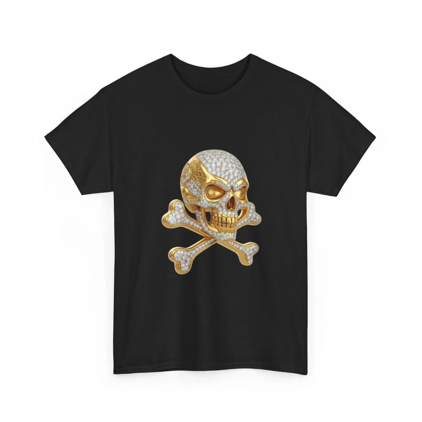 Gold Skull and Crossbones | Luxury Rhinestone Skull Shirt Cool Gift Idea Unisex , , , Long Sleeve Tee