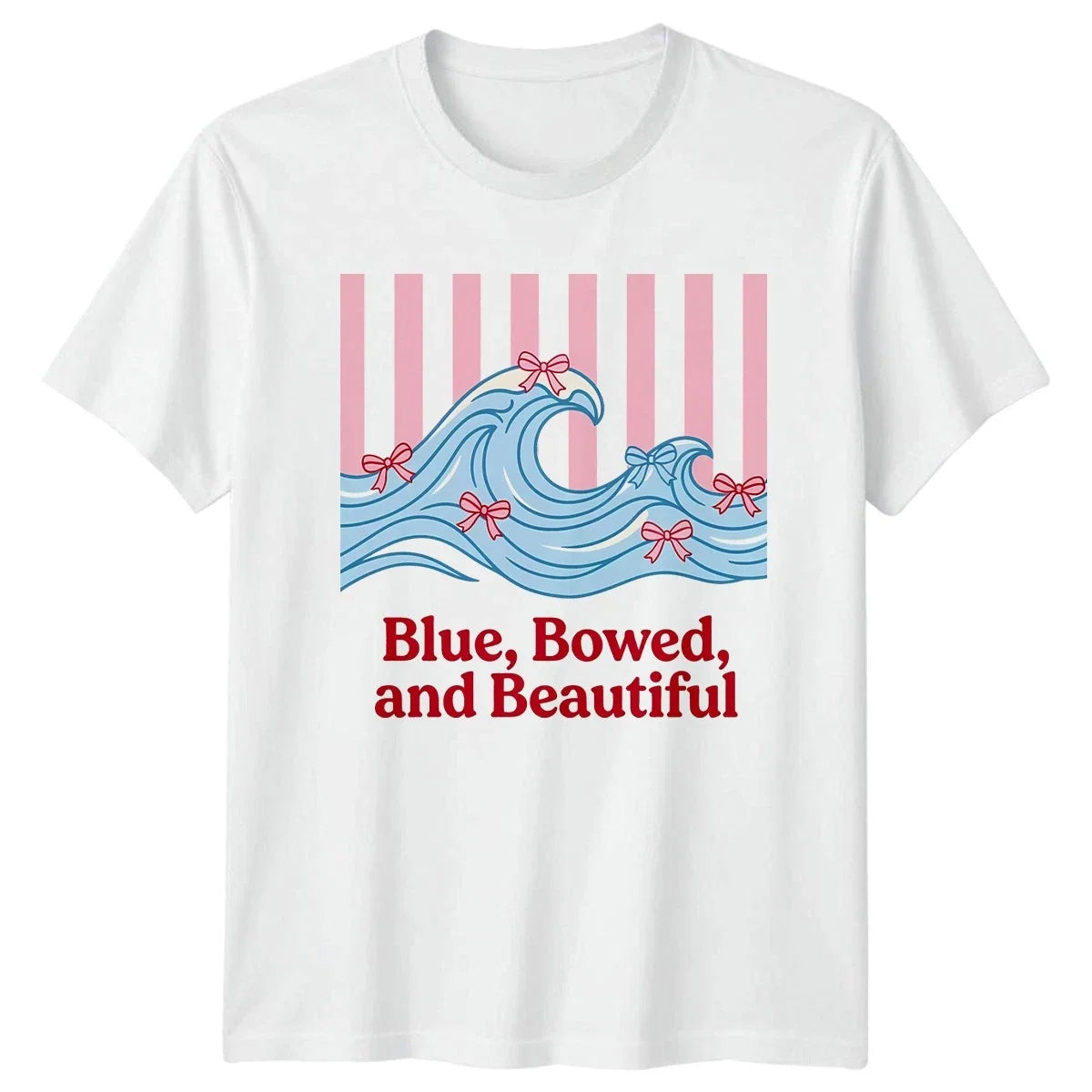 Blue Bowed and Beautiful Womens Coquette Aesthetic Beach Unisex , , , Long Sleeve Tee