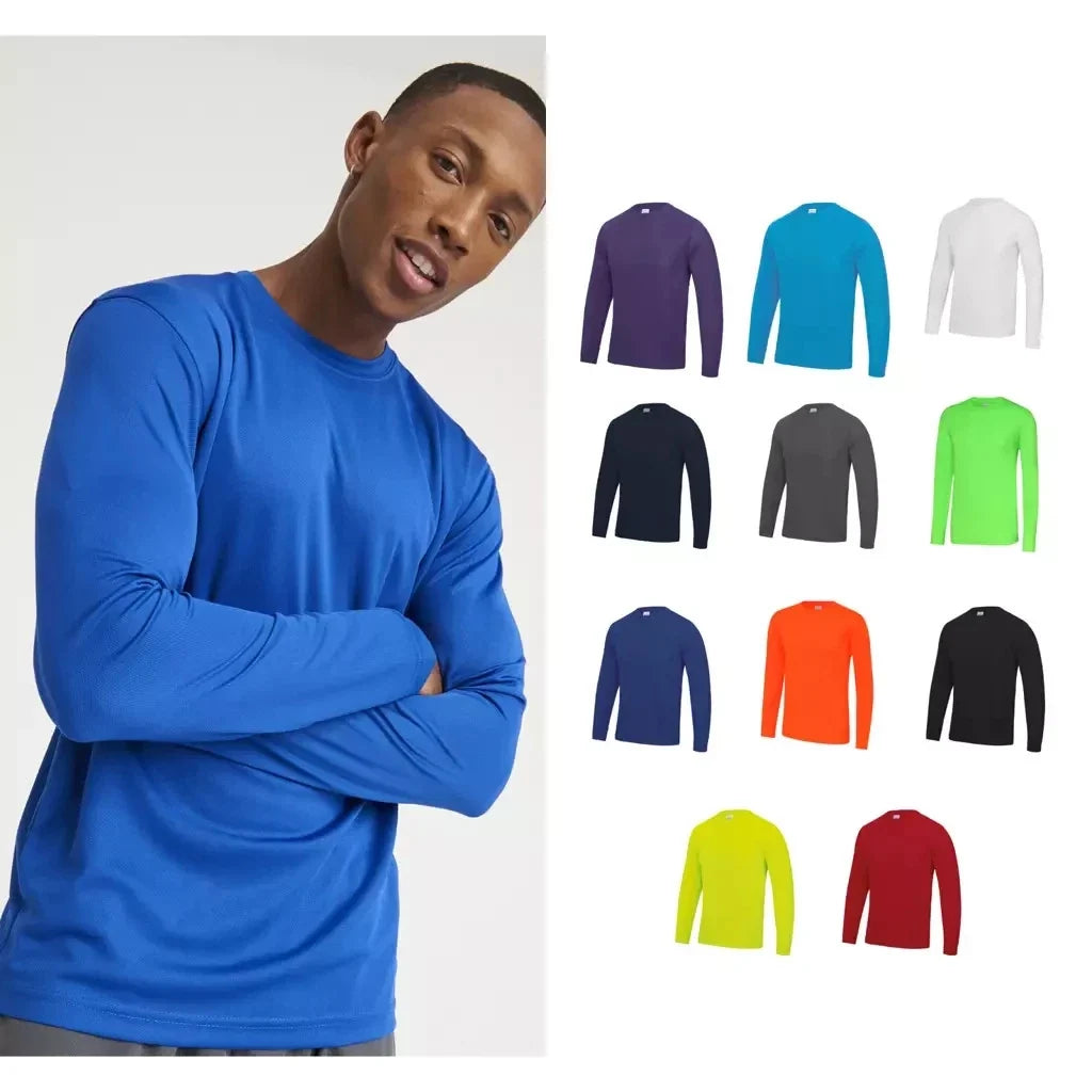 Mens Long Sleeve Polyester T Shirt Quick Dry Wicking Training Top Gym Sportn XL Unisex , , , Long Sleeve Tee