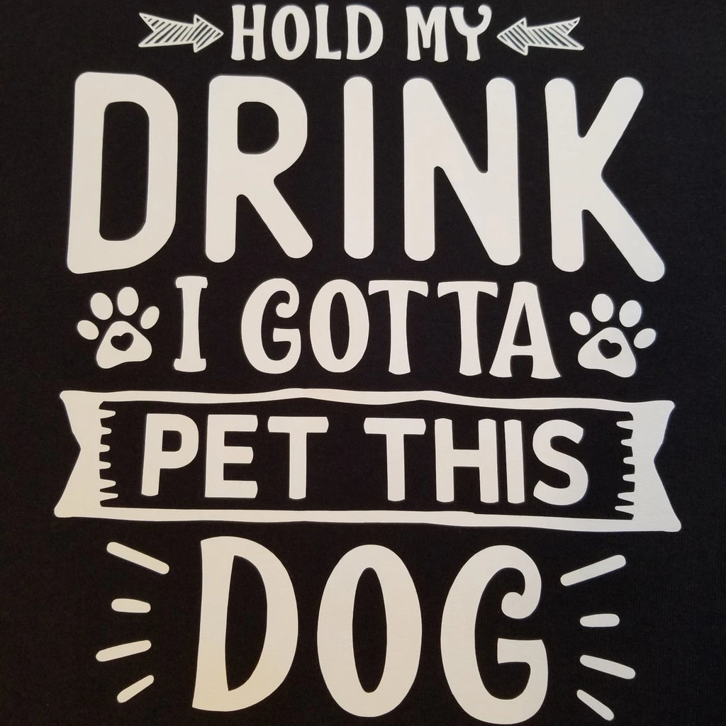 XL T-shirt, Unisex, Black 100% Cotton- Hold My Drink