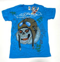 Authentic New Vintage Men's Ed Hardy kamikaze Lt. Aqua Blue S-M Unisex , , , Long Sleeve Tee