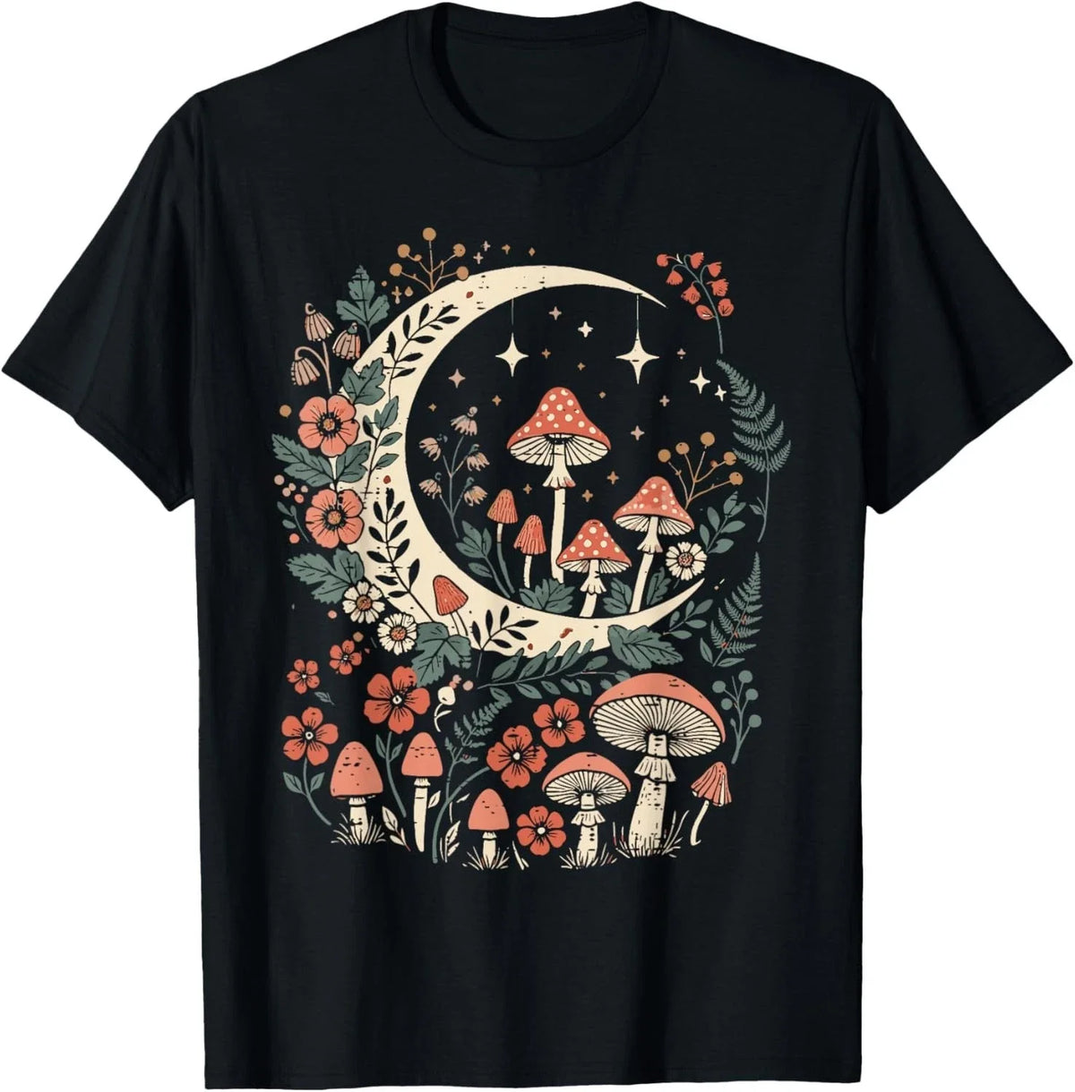 Cottagecore Mushroom Moon Flowers Aesthetic unisex Unisex , , , Long Sleeve Tee