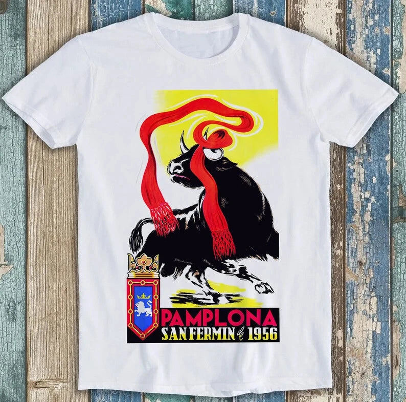 1956 Pamplona Spain Running of Bulls Best Seller Funny Gift Tee T Shirt M1674