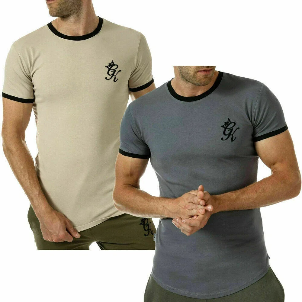 Gym King Mens Designer Cotton Longline Curved Hem Slim Fashion T shirt Tee Top Unisex , , , Long Sleeve Tee