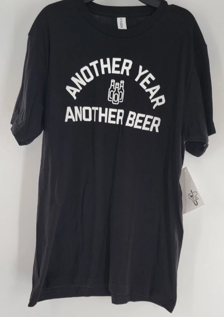 Another Year Another Beer ~ Novelty Tee Black Drinking T-Shirt ~ Men's Medium