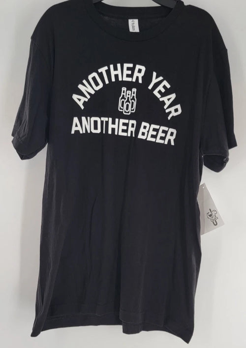 Another Year Another Beer ~ Novelty Tee Black Drinking T-Shirt ~ Men's Medium