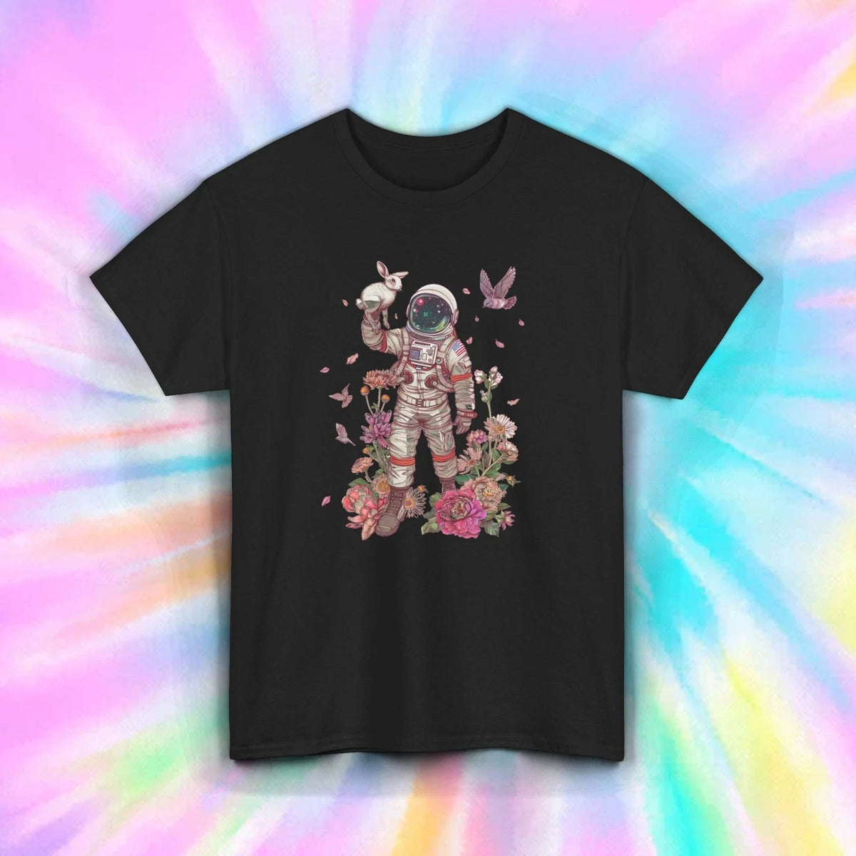 Astronaut Bunny Shirt Space Garden Surreal Aesthetic Graphic Tee S-5XL Unisex , , , Long Sleeve Tee