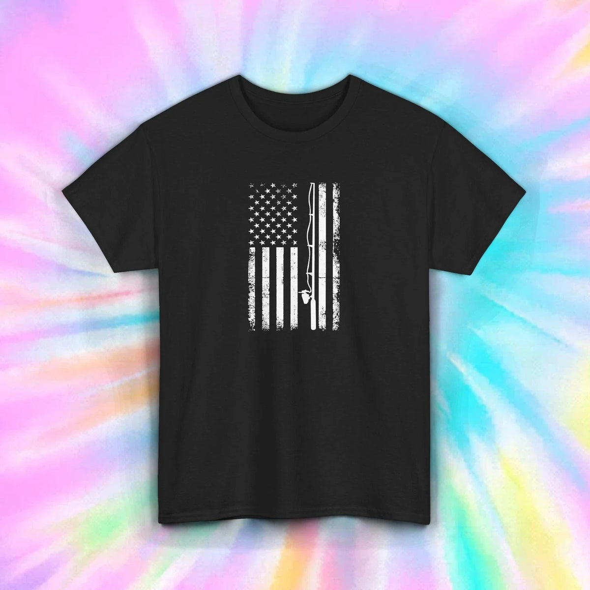 Fishing Flag S-5XL Patriotic American Fisherman Gift Graphic Tee Unisex , , , Long Sleeve Tee