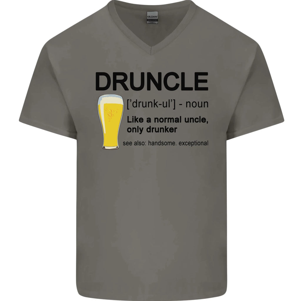 Druncle Uncle Funny Beer Alcohol Day Mens V-Neck Cotton T-Shirt