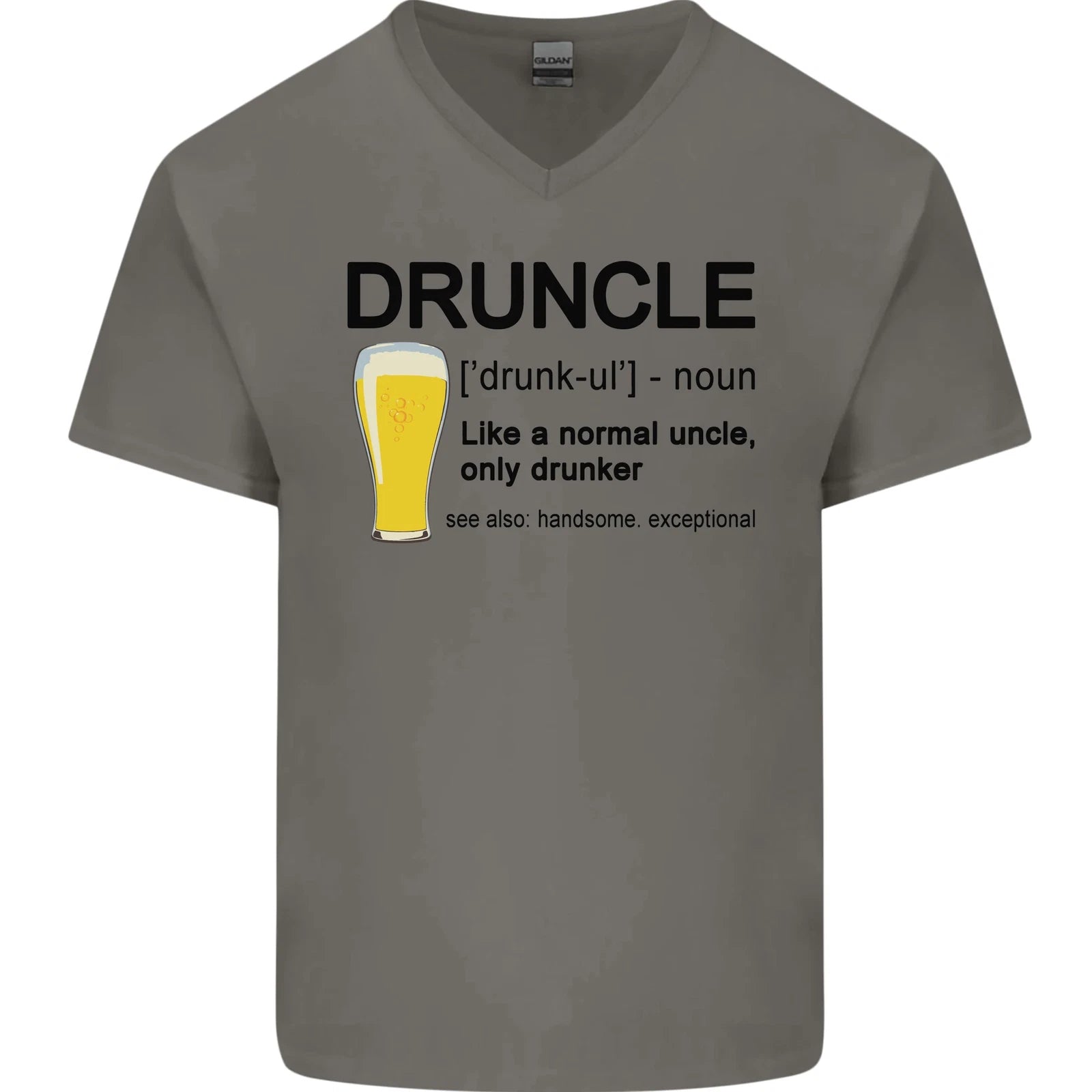 Druncle Uncle Funny Beer Alcohol Day Mens V-Neck Cotton T-Shirt