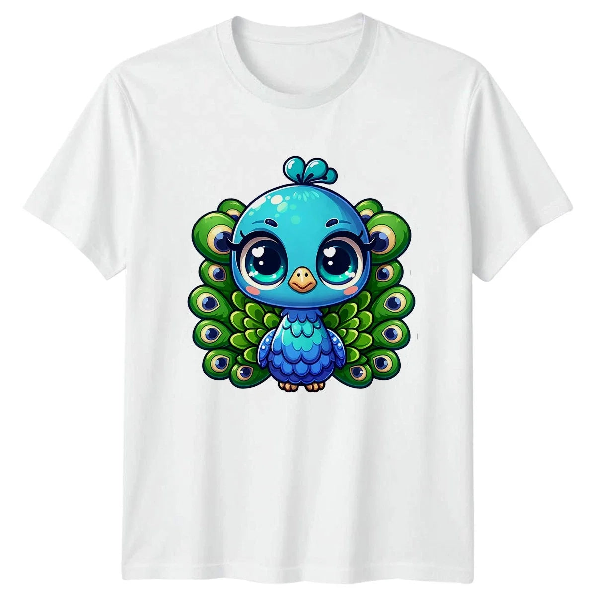Cute Cartoon Peacock Bird Animals Men Women Graphic Tee Unisex Unisex , , , Long Sleeve Tee