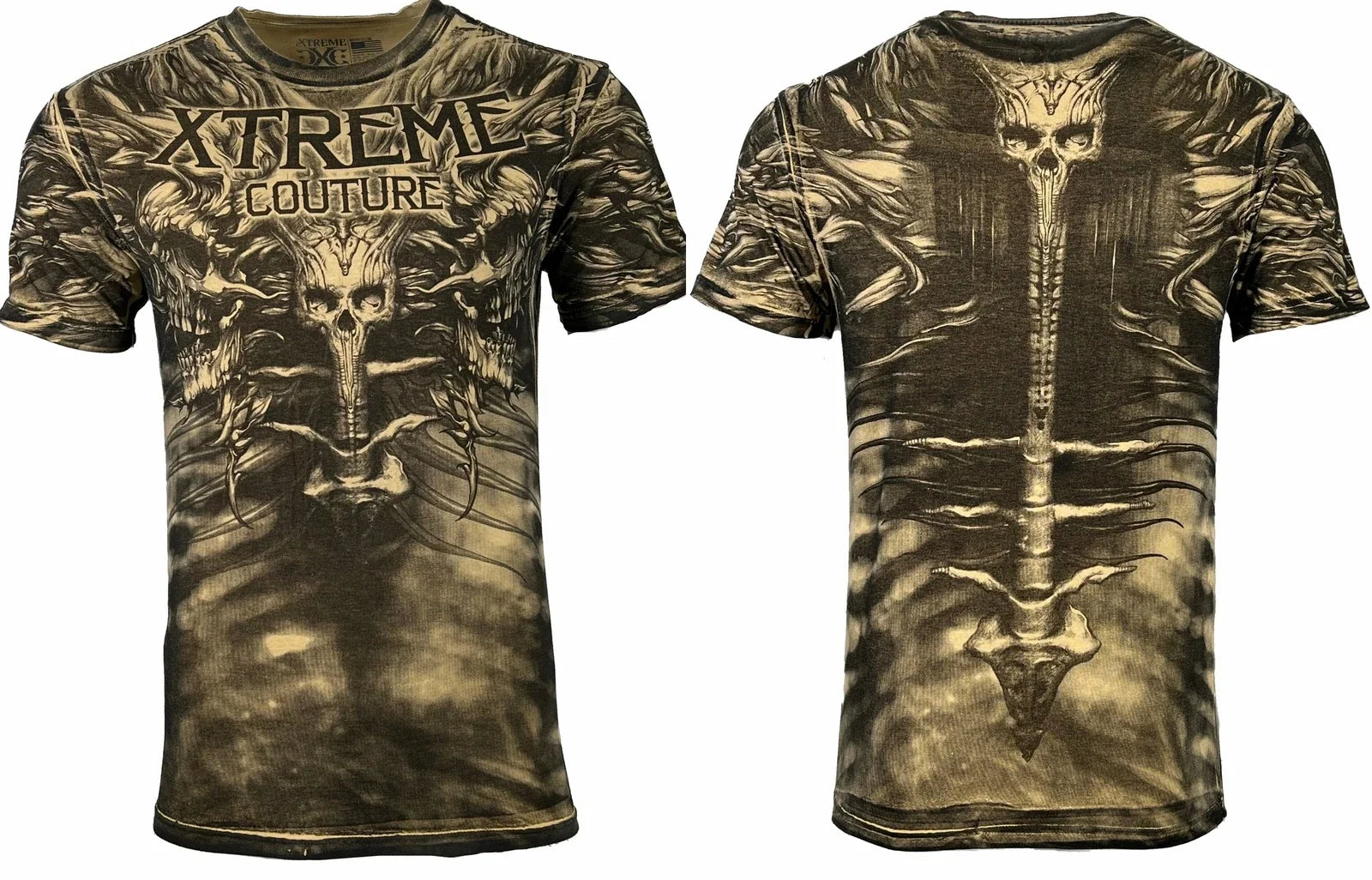 Xtreme Couture by Affliction Men's CHARRED REMAINS Biker Skull S-5XL Unisex , , , Long Sleeve Tee