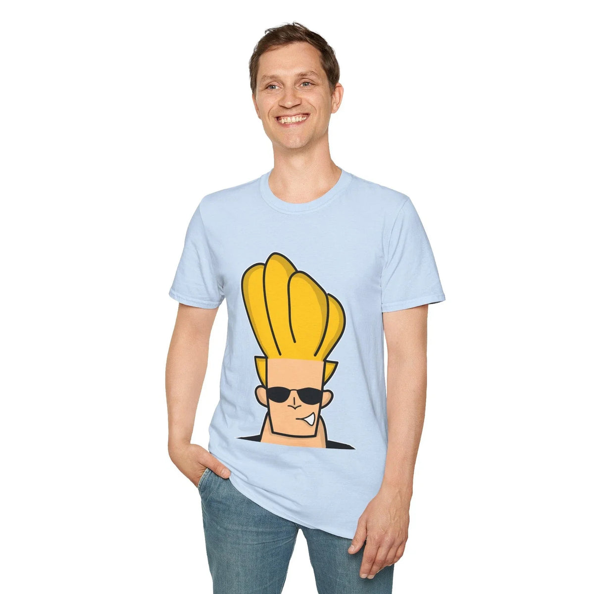 Cartoon Blonde Pompadour Character | Sunglasses Cool Guy Unisex , , , Long Sleeve Tee