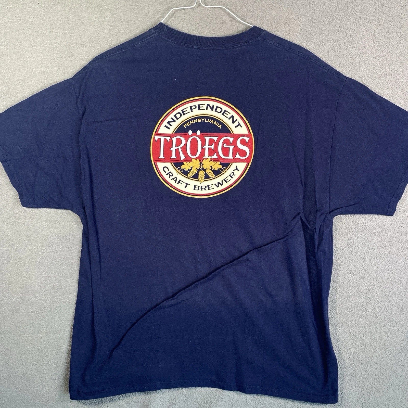 TROEGS Craft Brewery Shirt Mens XL Blue Tee Crew Neck T-Shirt