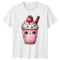 Kawaii Strawberry Milkshake Sweet Drink Cute Dessert Food Gift Unisex , , , Long Sleeve Tee