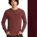 Lucky Brand Mens Maroon Henley Longsleeve Weekend Shirt Grunge Y2K Baselayer 2XL Unisex , , , Long Sleeve Tee