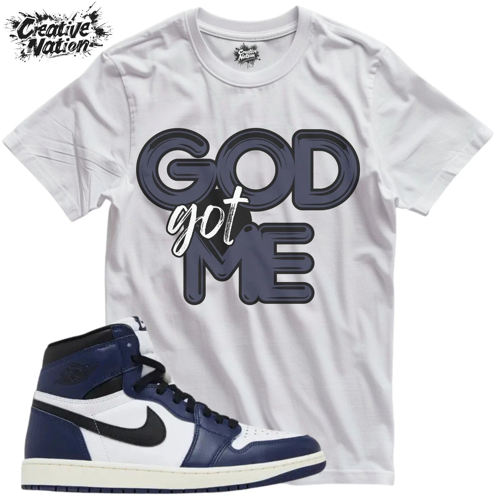 Shirt To Match 1 High OG Midnight Navy Unisex Tee Sneaker Shirt GOD Got Me Shirt Unisex , , , Long Sleeve Tee