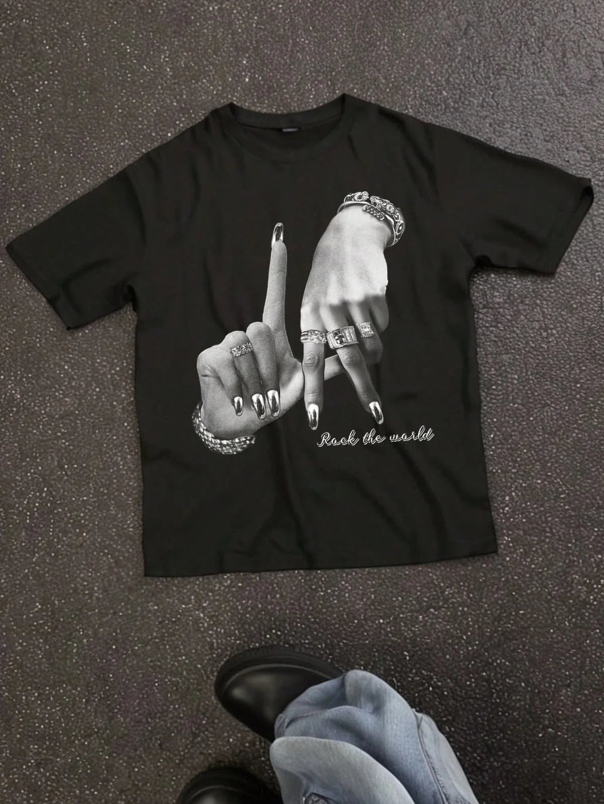 Punk Rock Hand Gesture Aesthetic Graphic T Shirt Unisex , , , Long Sleeve Tee