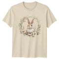 Cute Watercolor Rabbit In Floral Wreath Women Easter Spring Gift For Her Unisex , , , Long Sleeve Tee