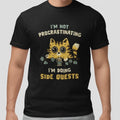 Cute Cat Side Quests Gamer Tee Funny Procrastinating RPG Dice Graphic Unisex , , , Long Sleeve Tee