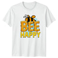 Bee Happy Honeycomb Bee Nature Lover Graphic Tee Cute Unisex , , , Long Sleeve Tee
