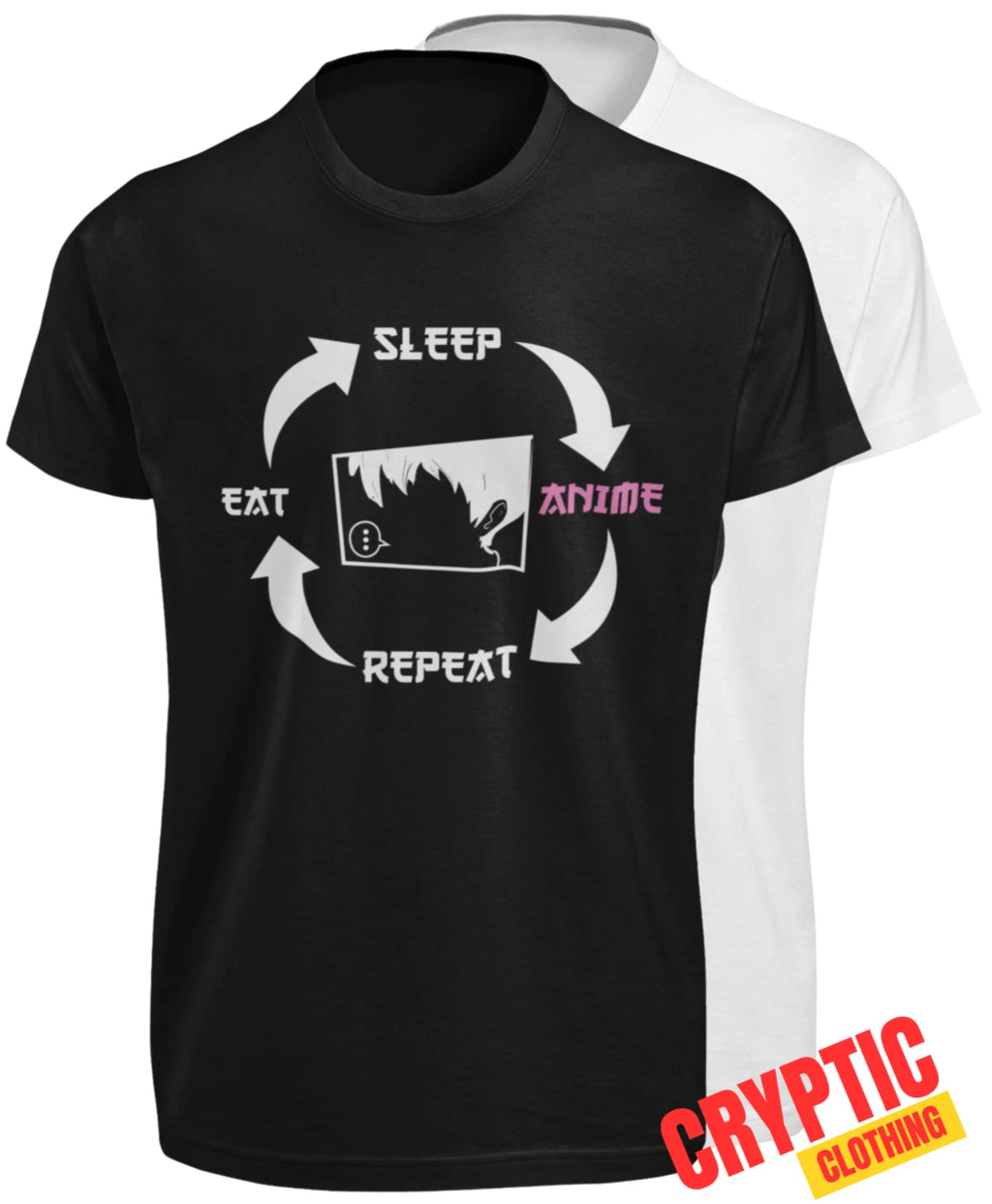 Eat Sleep Anime Repeat T SHIRT S-3XL Funny Graphic Pop Culture Japanese GIFT TEE