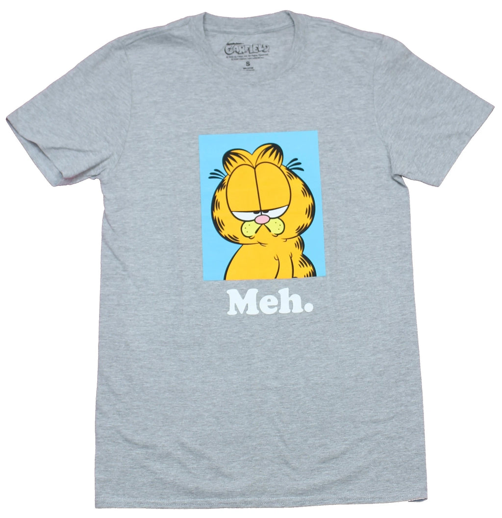 Garfield Adult New T-Shirt  -  Meh. Garfield Box face Pic
