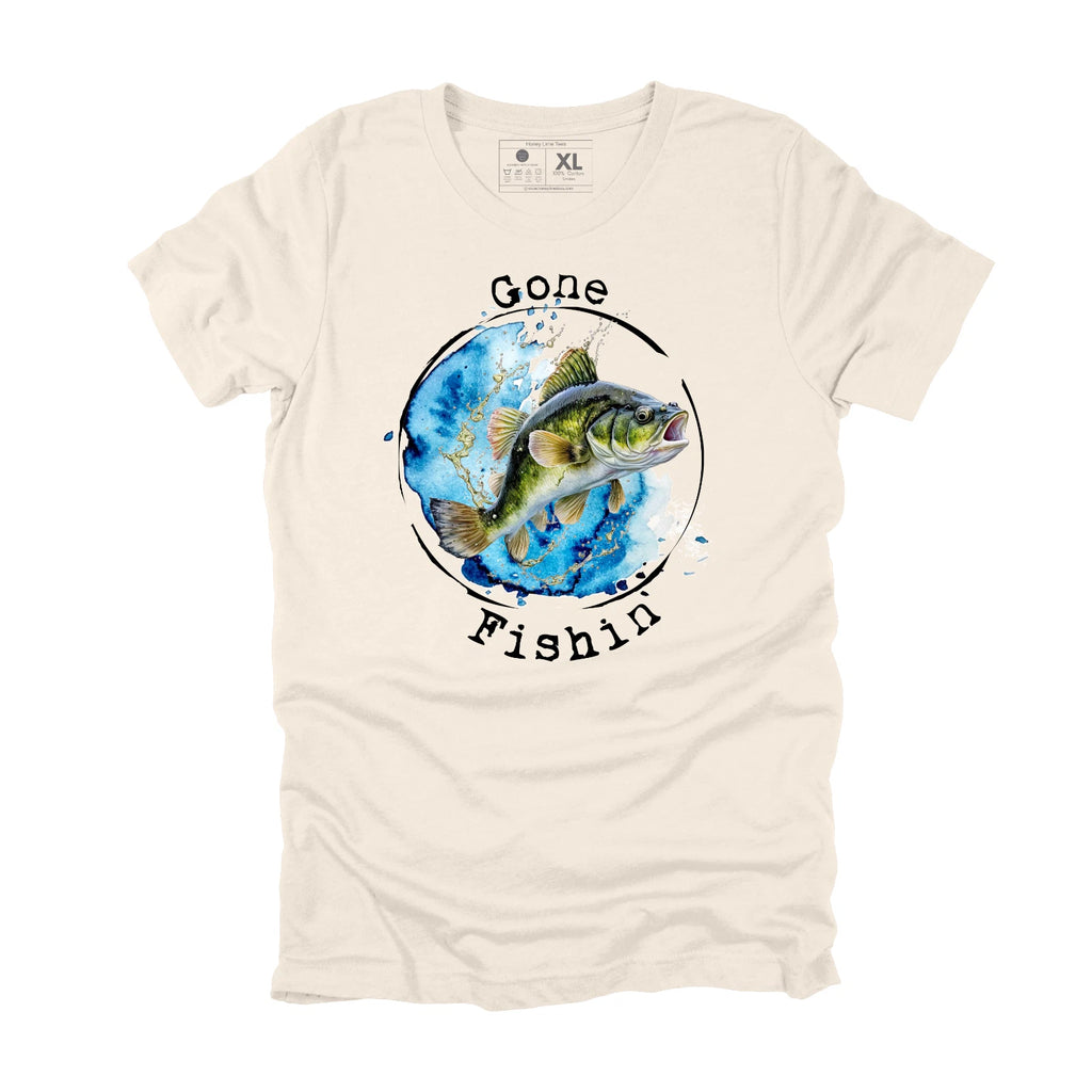 Mens Funny T-shirts Gone Fishin Sarcastic Graphic Novelty Tee for Men