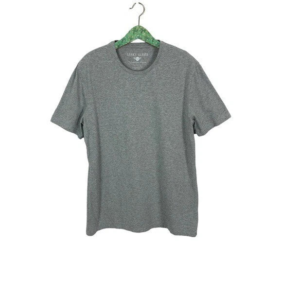 Lanky Llama Extra Large XL Gray Crew Neck Stretch Tee Minimalist Casual Basic Unisex , , , Long Sleeve Tee