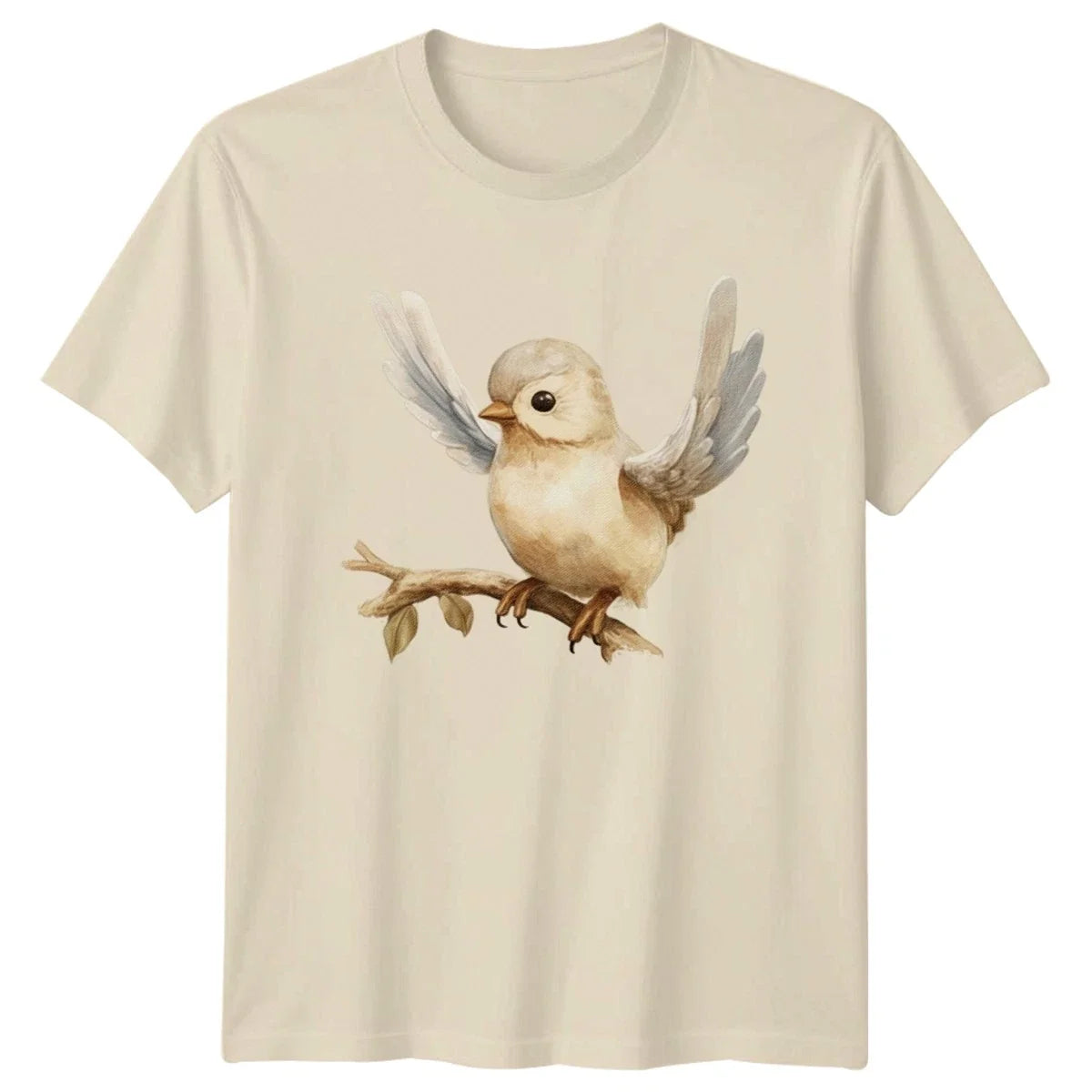 Cute Watercolor Bird On Branch Songbird Art Wildlife Nature Unisex , , , Long Sleeve Tee