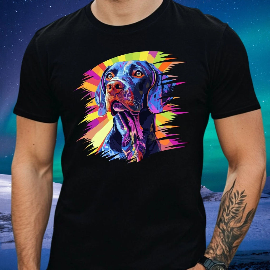 Mens German Pointing Dog Pop Art Motif Cotton T-Shirt Size XS to 5XL