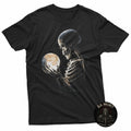 Moonlight Skeleton Holding Full Moon Gothic Aesthetic Art Unisex , , , Long Sleeve Tee