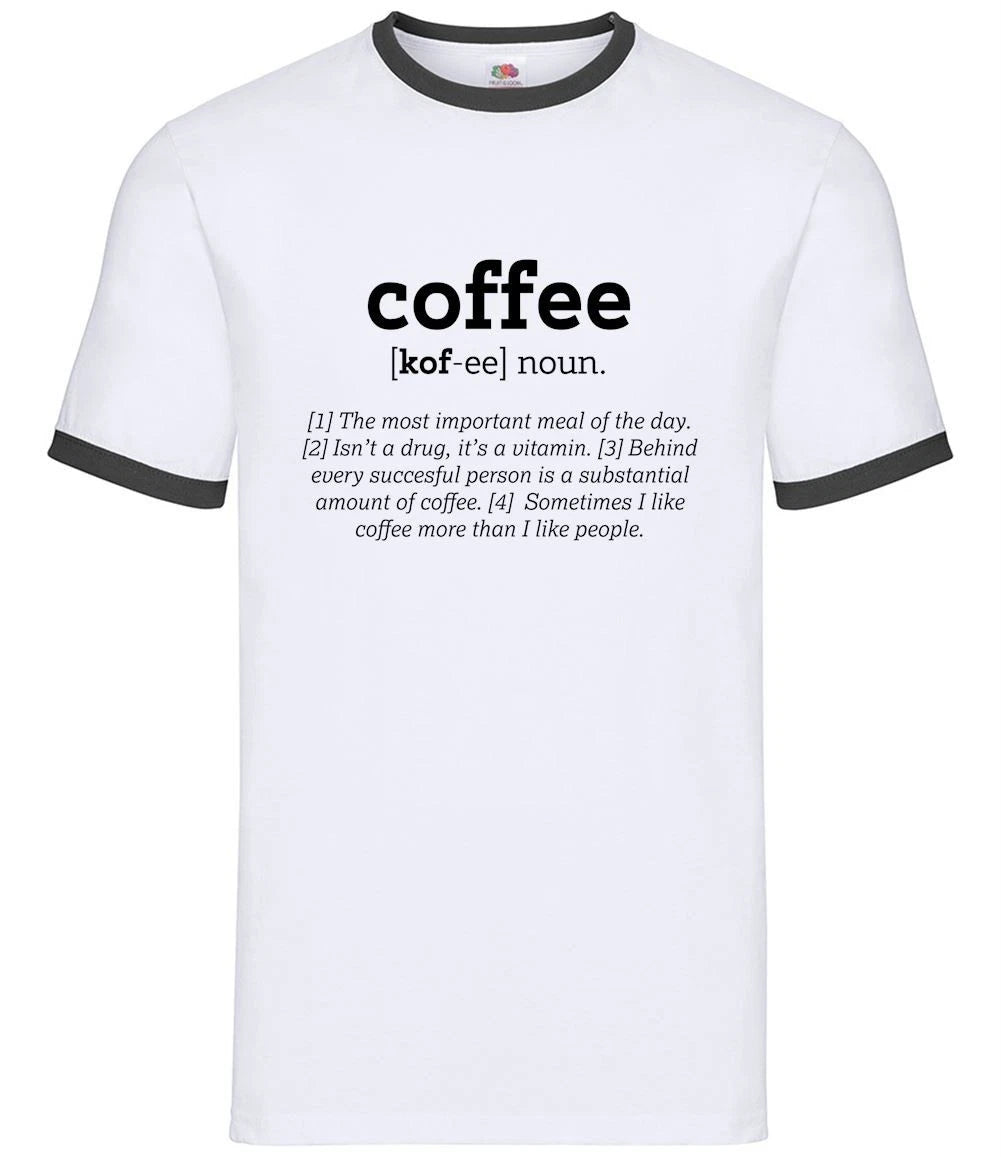 Funny Definition Coffee - Mens Ringer - Latte Espresso Cafe Caffeine