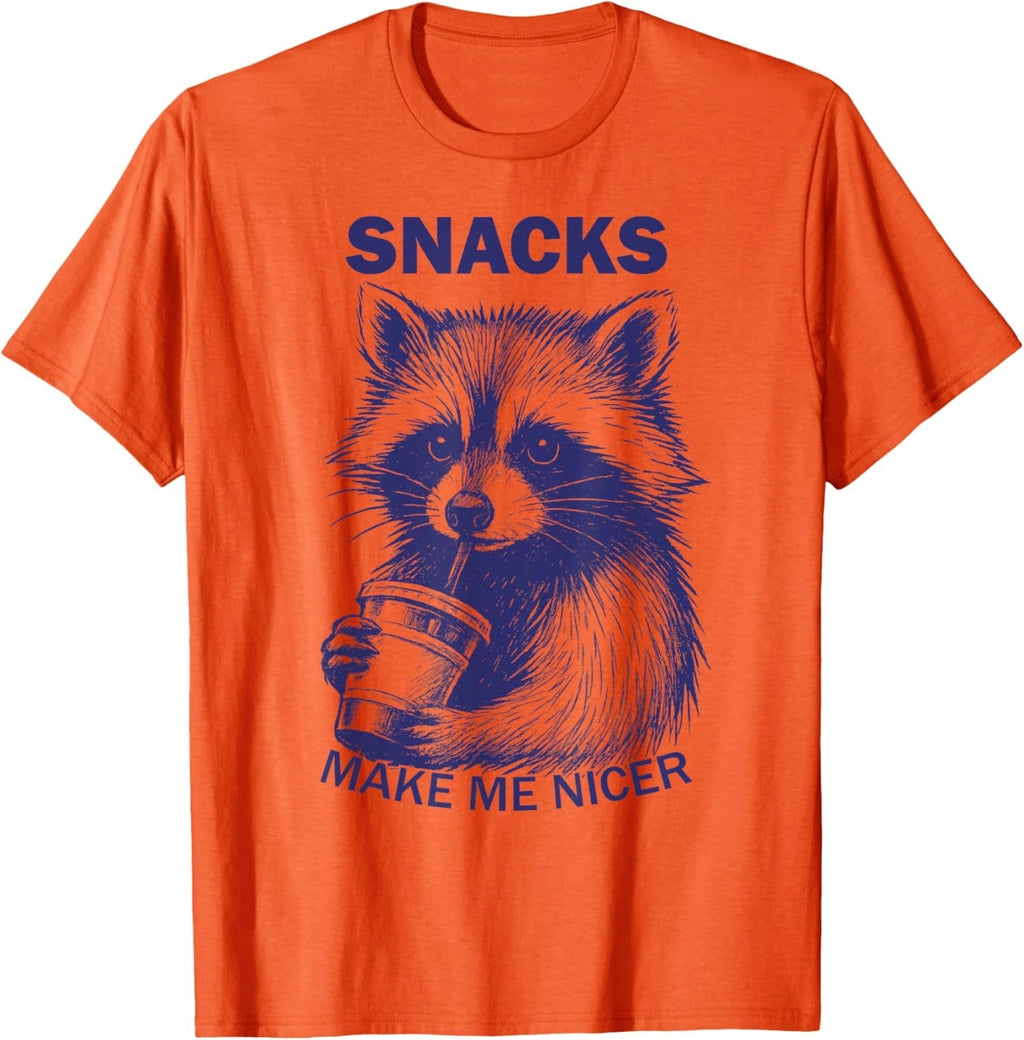 Snacks Make Me Nicer Raccoon Animal Sarcastic Saying Unisex T-Shirt