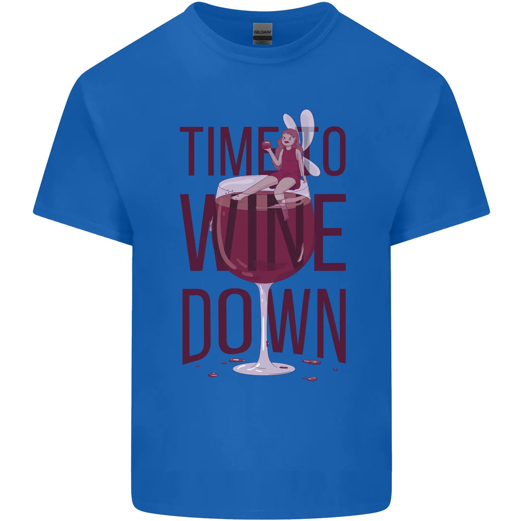 Time to Wine Down Funny Alcohol Mens Cotton T-Shirt Tee Top